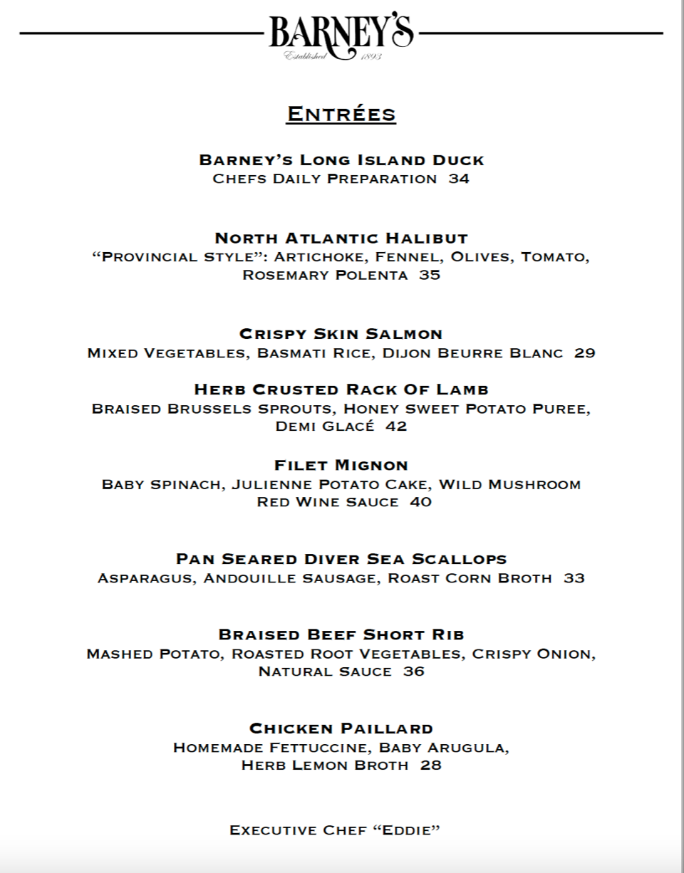 Entrees Entrees